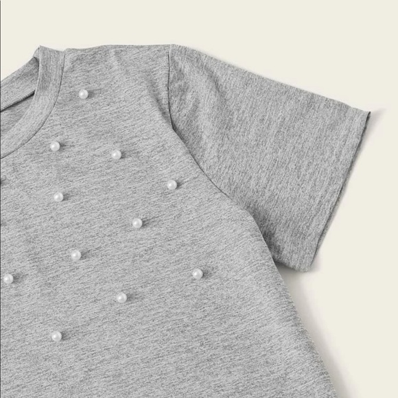 🤍SHEIN Pearl Beadded Short Sleeve Tee🤍 - Picture 4 of 12